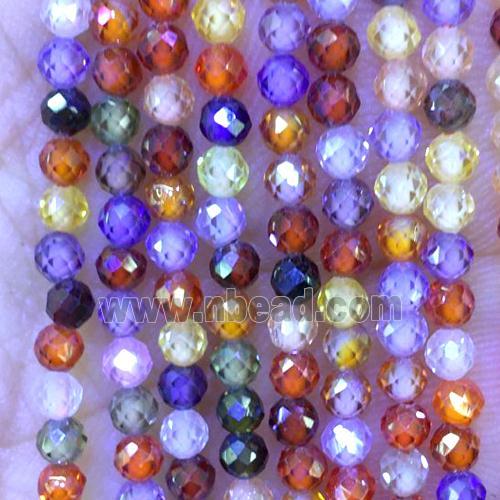 Cubic Zircon Beads, faceted round, mixed color