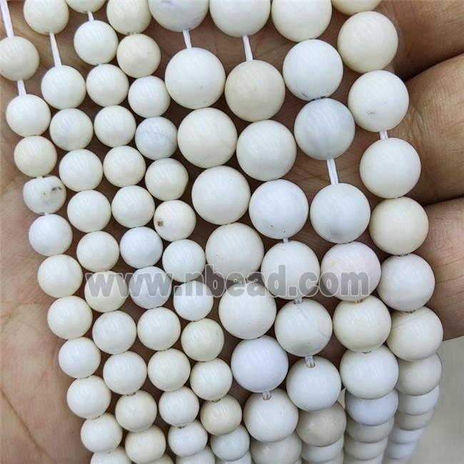 White Ivory Jasper Beads Smooth Round