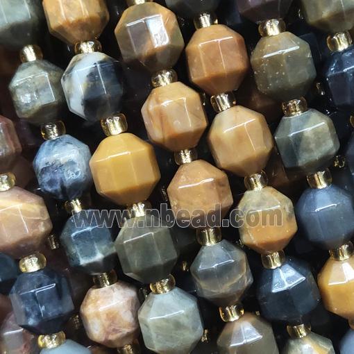 wooden petrified jasper bullet beads
