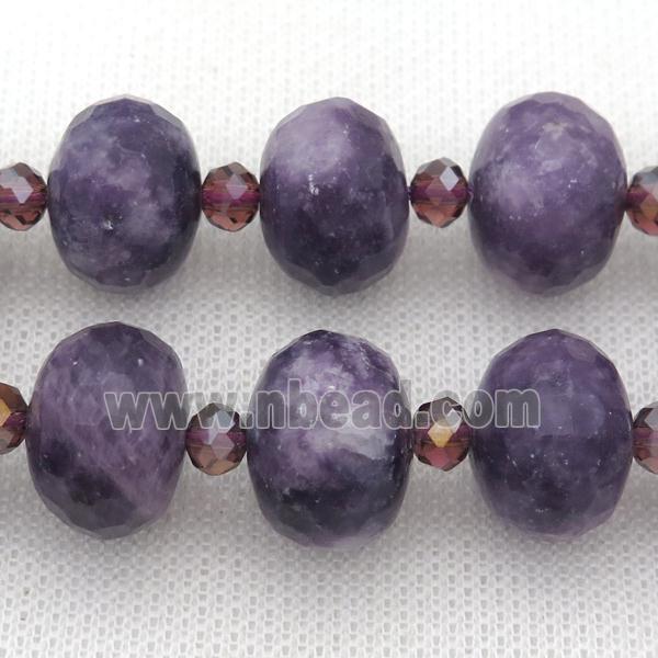 Purple Lepidolite Beads, faceted rondelle