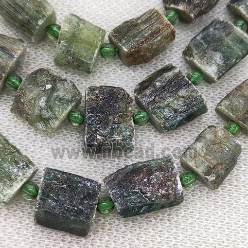 green Kyanite Beads, freeform