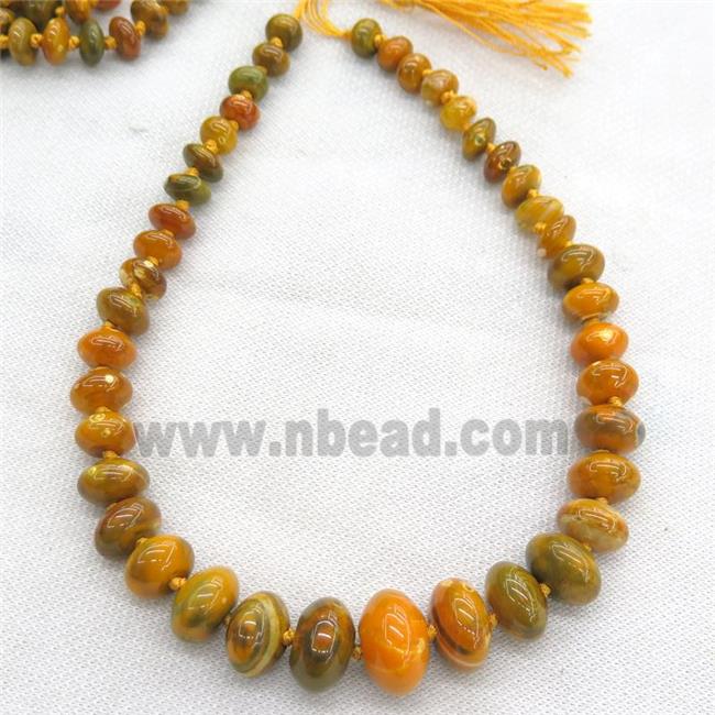 orange Agate graduated beads, rondelle, dye