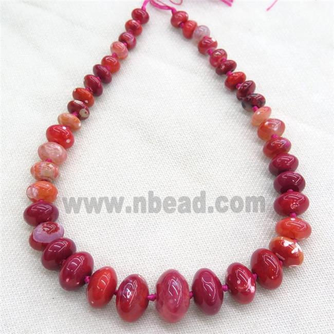 red Agate graduated beads, rondelle, dye