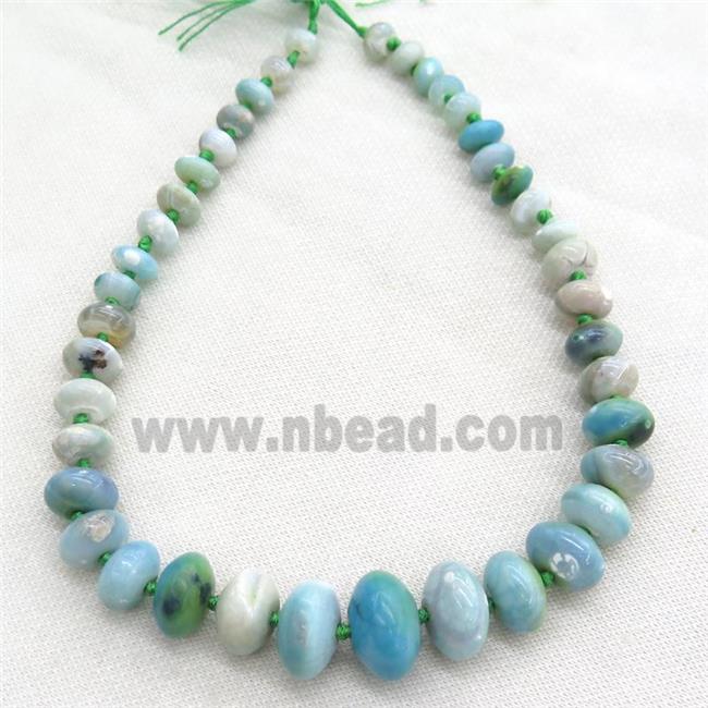 blue Agate graduated beads, rondelle, dye