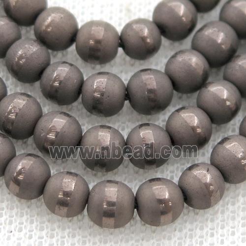round chocolate Hematite Beads with line, matte
