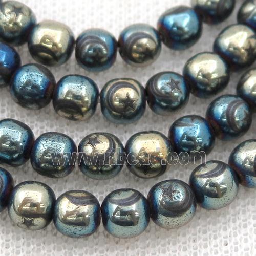 round Hematite Beads with moonstar