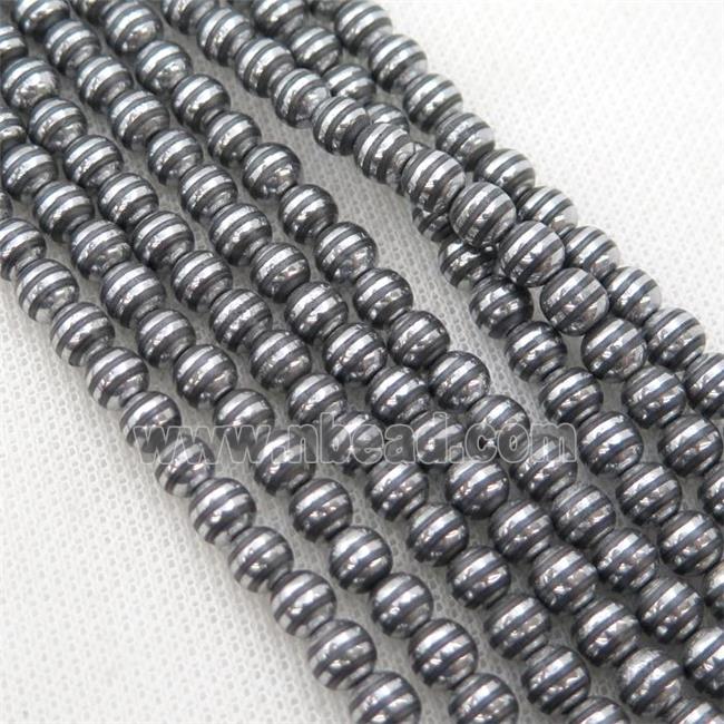 round black Hematite Beads with silver line