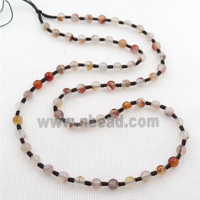 Agate Necklace Chain, knot, dye, round