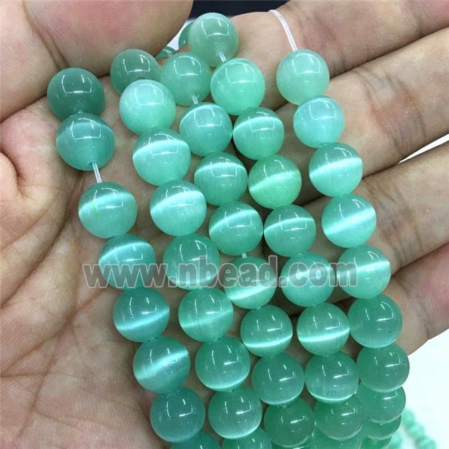teal round Cats Eye Stone Beads