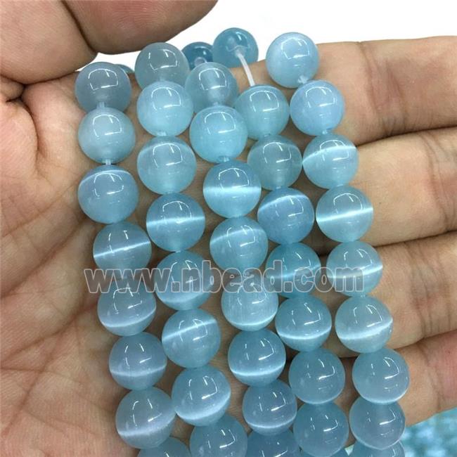 lt.blue round Cats Eye Stone Beads