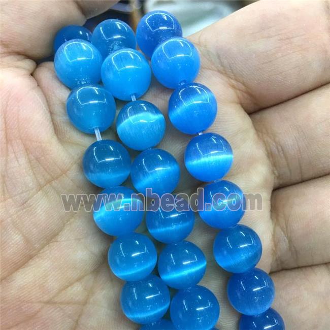 blue round Cats Eye Stone Beads