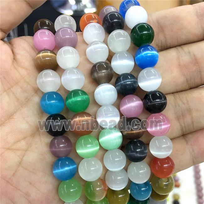 round Cats Eye Stone Beads, mixed color