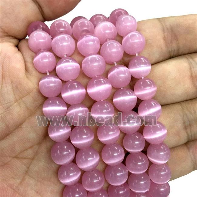 pink round Cats Eye Stone Beads