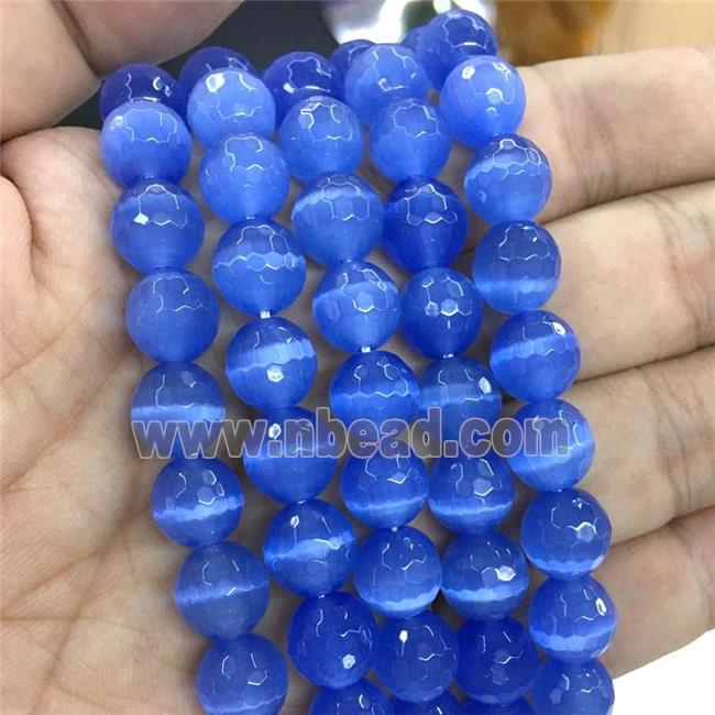 faceted round Cat Eye Stone Beads, blue