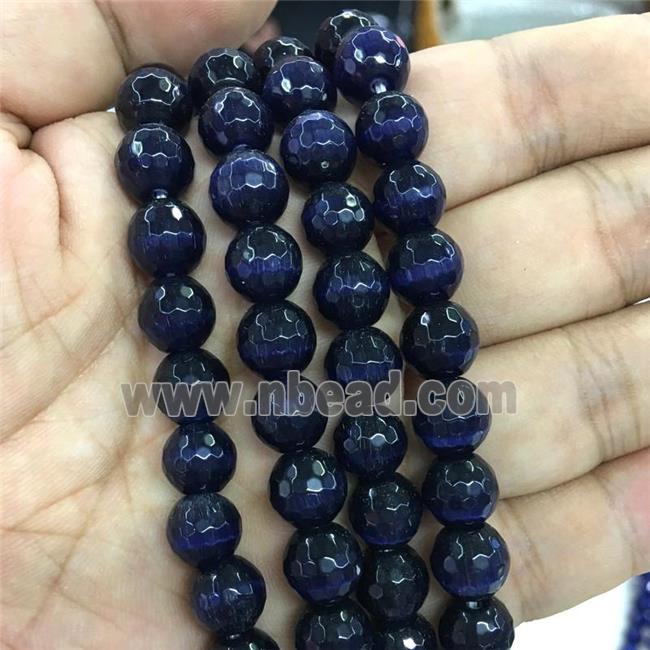 darkblue Cat Eye Stone Beads, faceted round