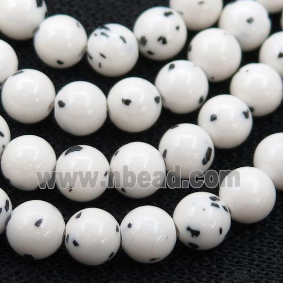 White Synthetic Spot Bodhi Jasper Beads Round Smooth
