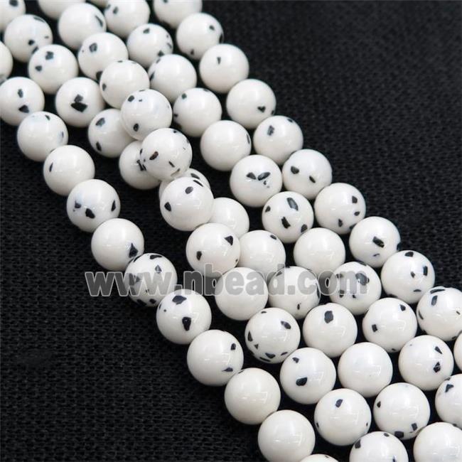 White Synthetic Spot Bodhi Jasper Beads Round Smooth