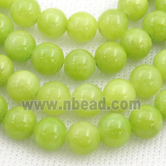 olive Mashan Jade Beads, round