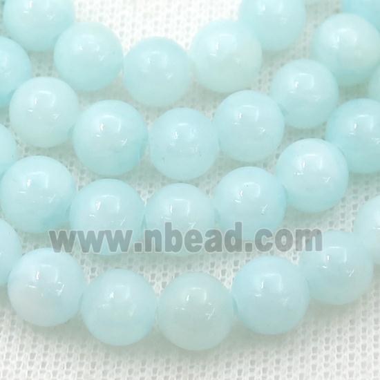 lt.blue Mashan Jade Beads, round