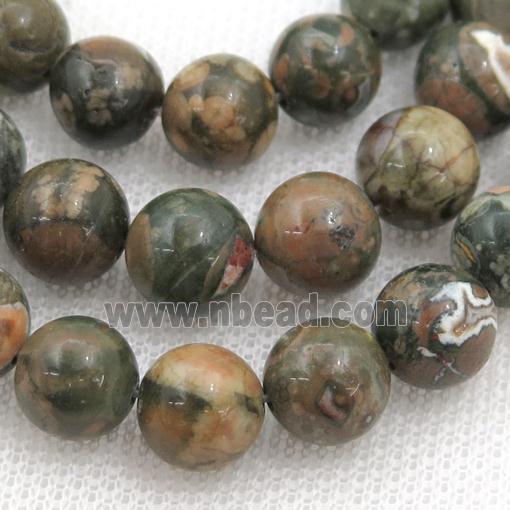 green Rhyolite Beads, round