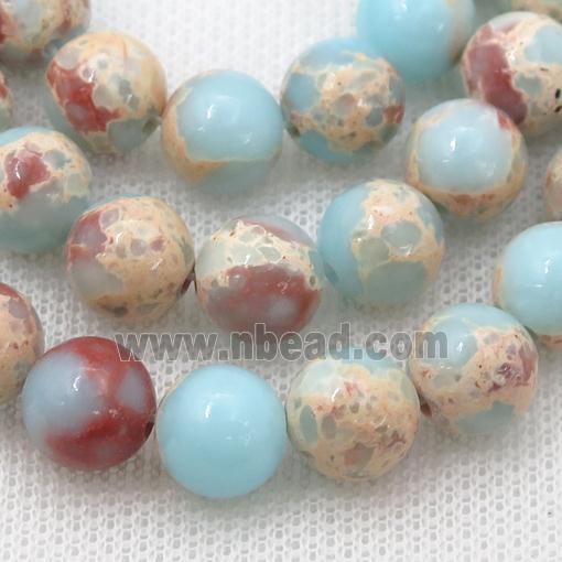 Synthetic Snakeskin Jasper Beads Smooth Round Blue