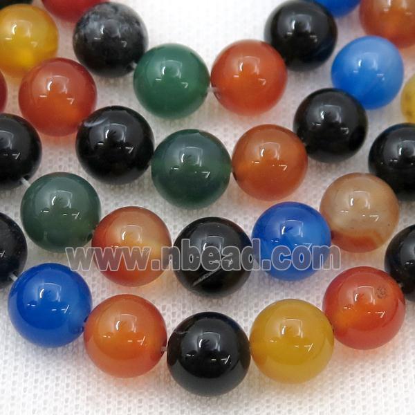 round Agate Beads, round, mixed color