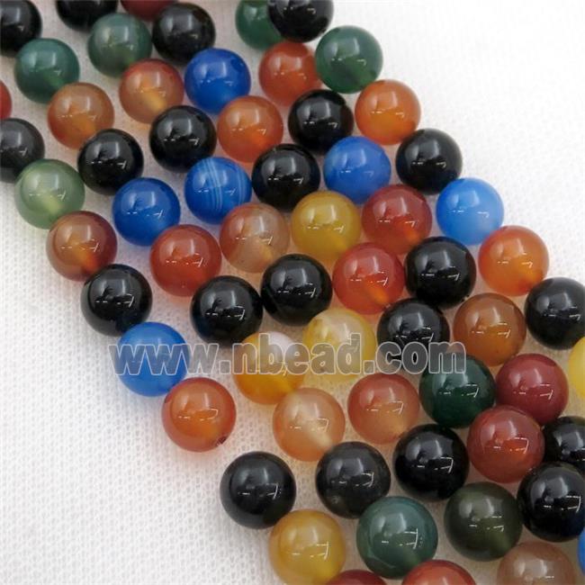 round Agate Beads, round, mixed color