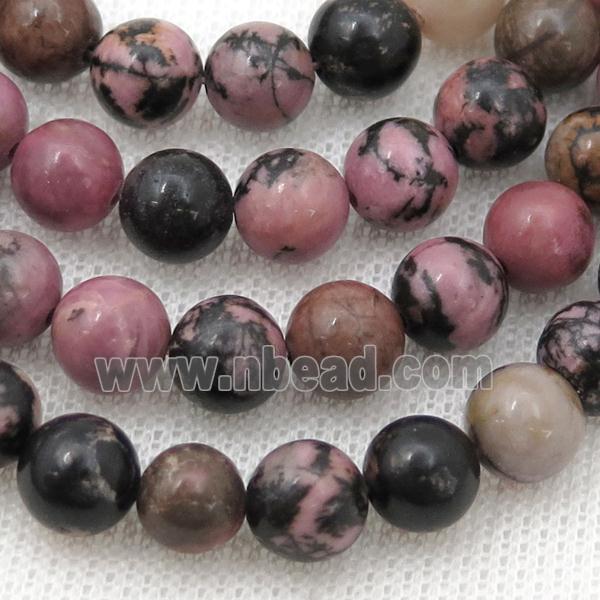 pink Rhodonite Beads, round