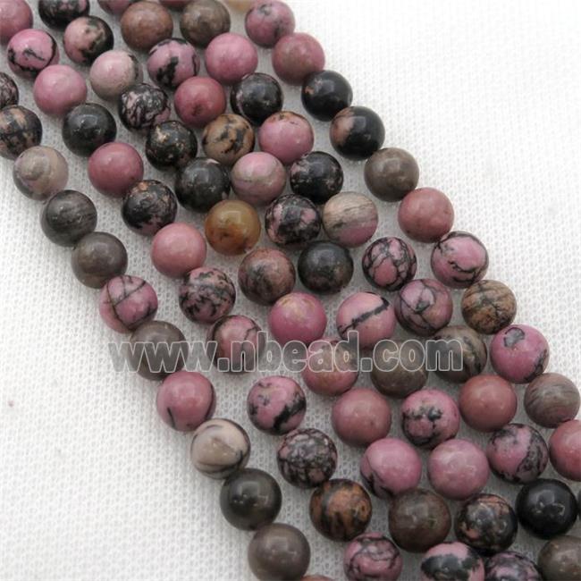 pink Rhodonite Beads, round
