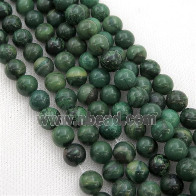 green African Verdite beads, round