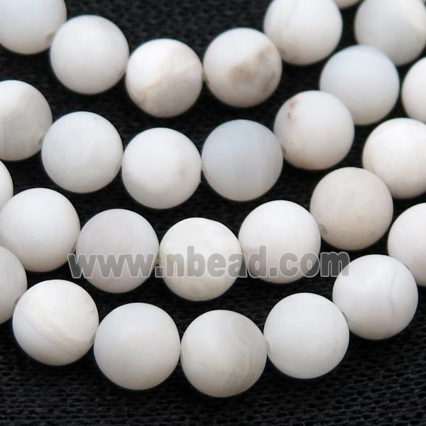 round white Crazy Agate Beads, matte