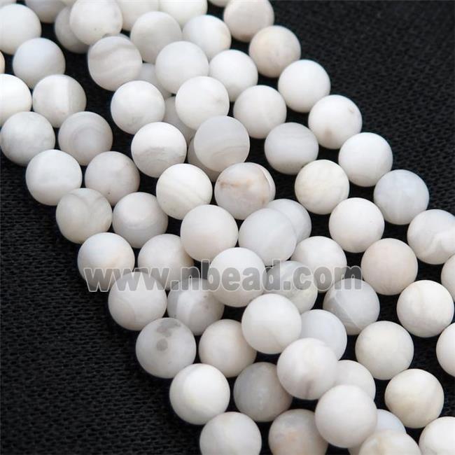 round white Crazy Agate Beads, matte