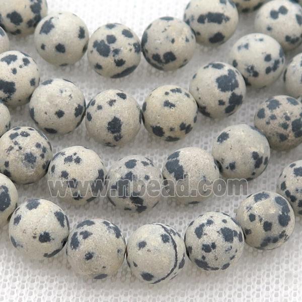 round black Dalmatian Jasper Beads, matte