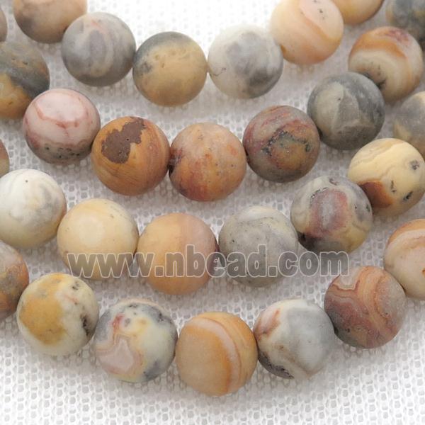 round yellow Crazy Agate Beads, matte