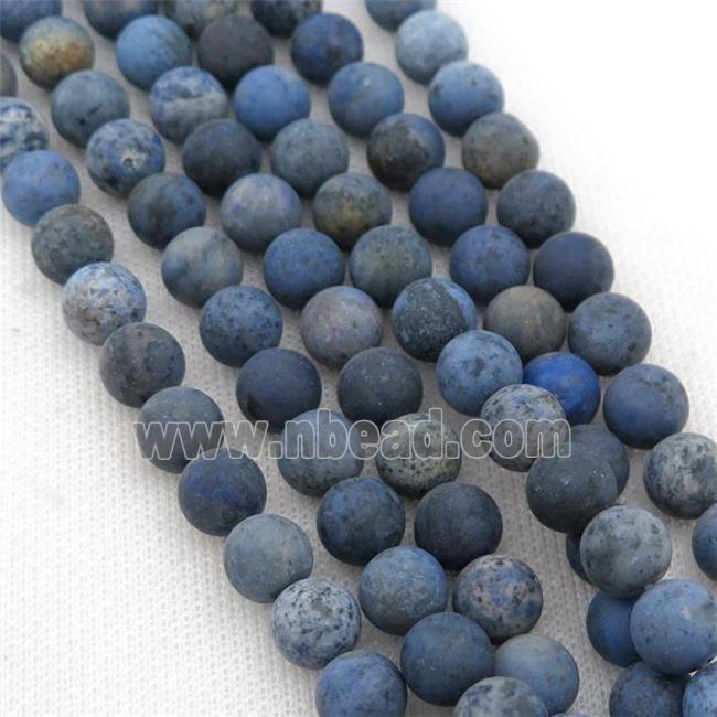 round blue Dumortierite Beads, matte