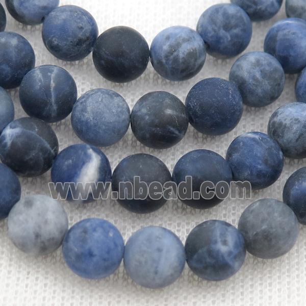 round Blue Sodalite Beads, matte