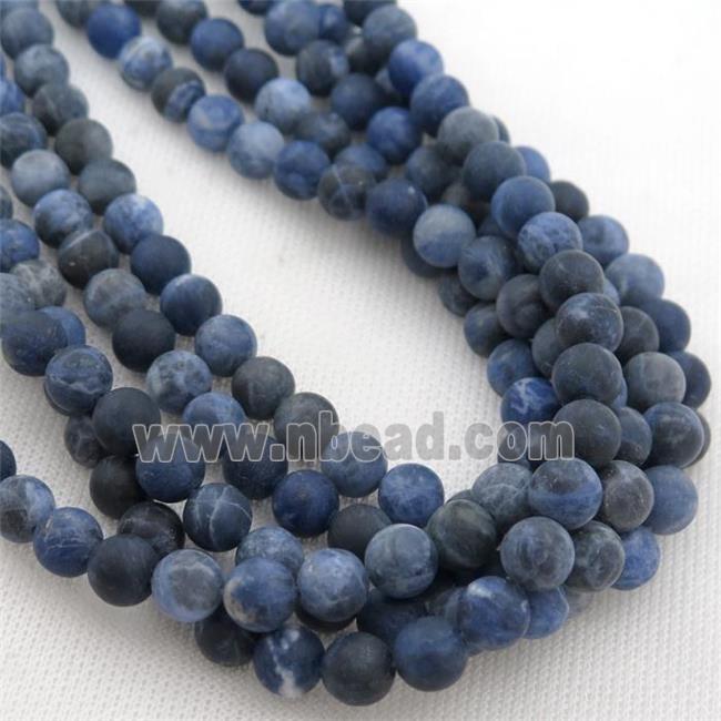 round Blue Sodalite Beads, matte