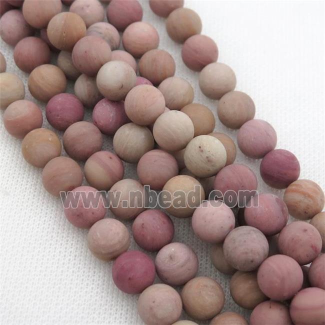pink Wooden Lace Jasper Beads, round, matte