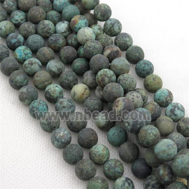 round green African Turquoise Beads, matte