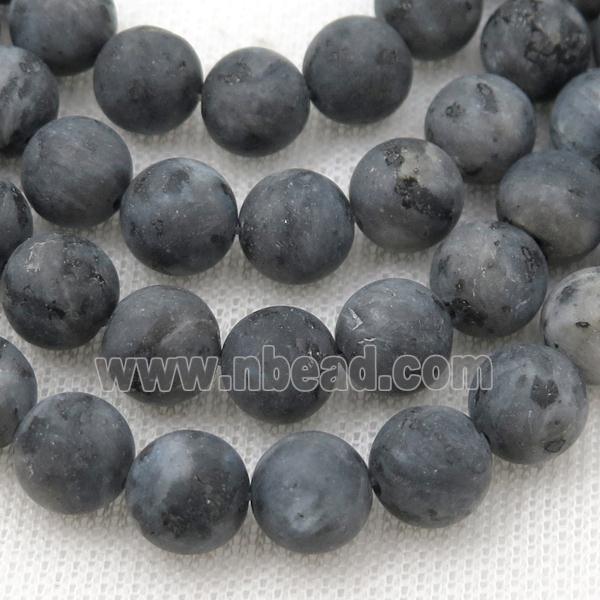round Black Labradorite Beads, matte