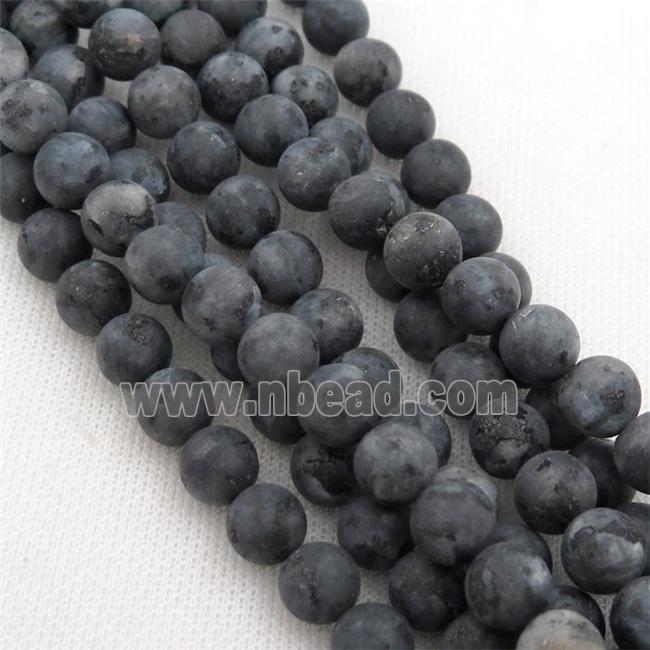 round Black Labradorite Beads, matte
