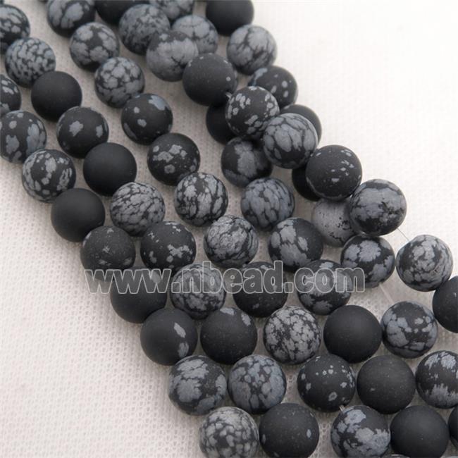 round black Snowflake Jasper Beads, matte
