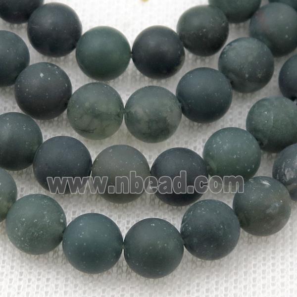 green Moss Agate Beads, round, matte