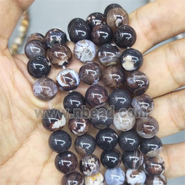 round Fire Agate Beads, black
