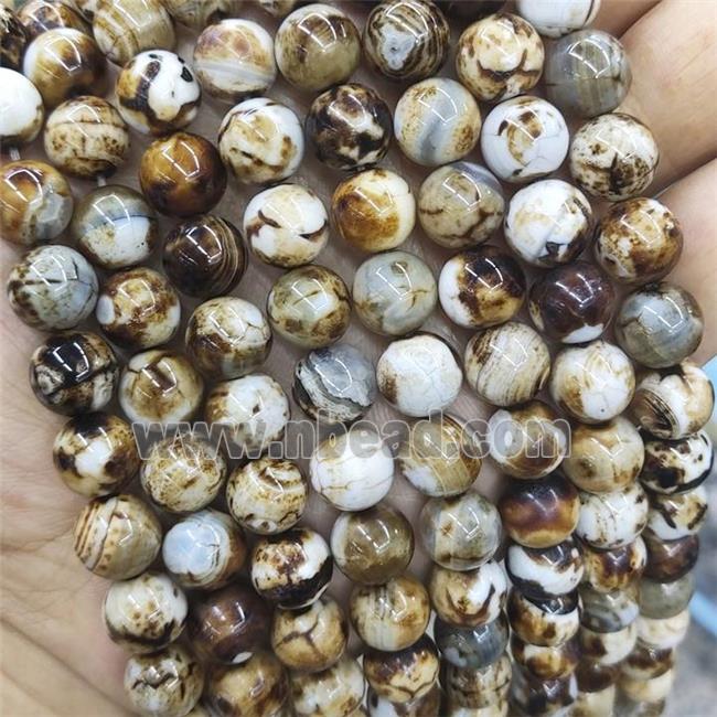 round Fire Agate Beads, coffee