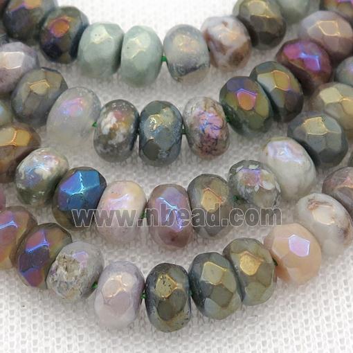 Indian Agate Beads Faceted Rondelle Electroplated