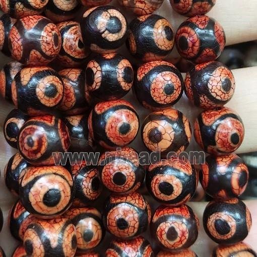 round Tibetan Agate Beads, eye, red