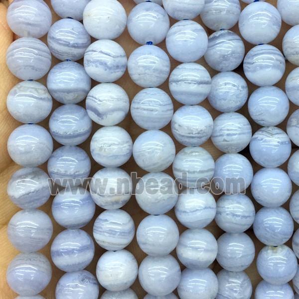 Natural Blue Lace Agate Beads Smooth Round A-Grade