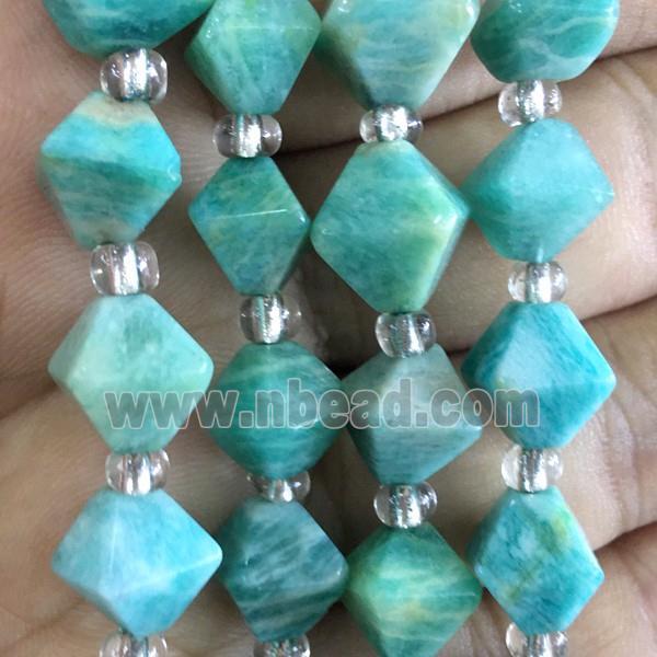 green Amazonite bicone beads