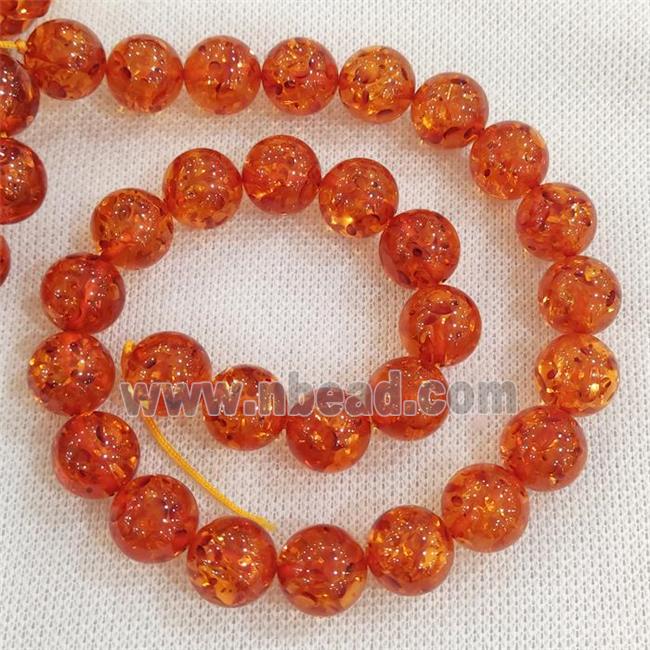 red synthetic Amber Beads, round